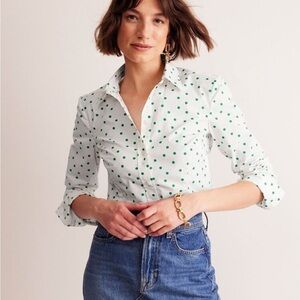 Boden Cream Saskia Stretch Cotton Shirt size 2 P